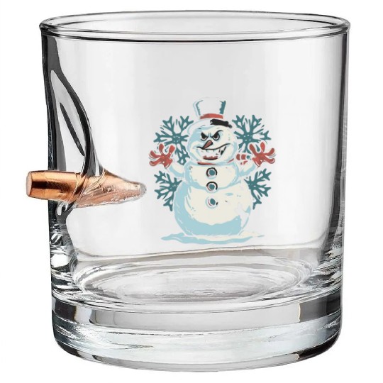 frosty snowman creepy Bullet Whiskey Glasses