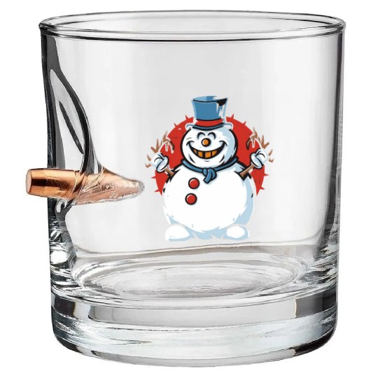 frosty snowman creepy Bullet Whiskey Glasses
