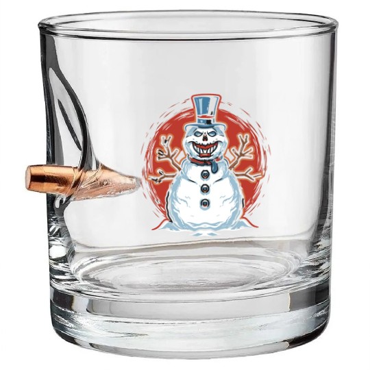 frosty snowman creepy Bullet Whiskey Glasses