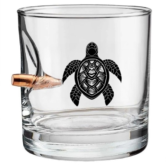 Turtle Tattoo Underwater Design For Divers Bullet Whiskey Glasses