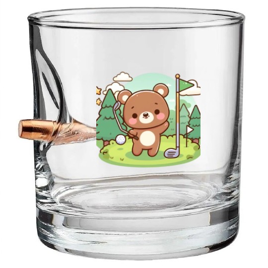 Golfing bears Bullet Whiskey Glasses