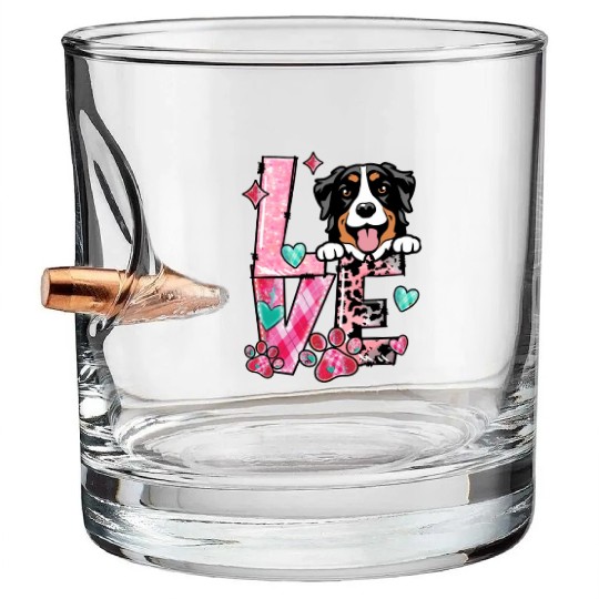 Belgian Malinois Dog I Love My Dog Valentines Day Bullet Whiskey Glasses