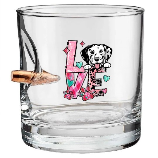 Dalmation Dog I Love My Dog Valentines Day Bullet Whiskey Glasses