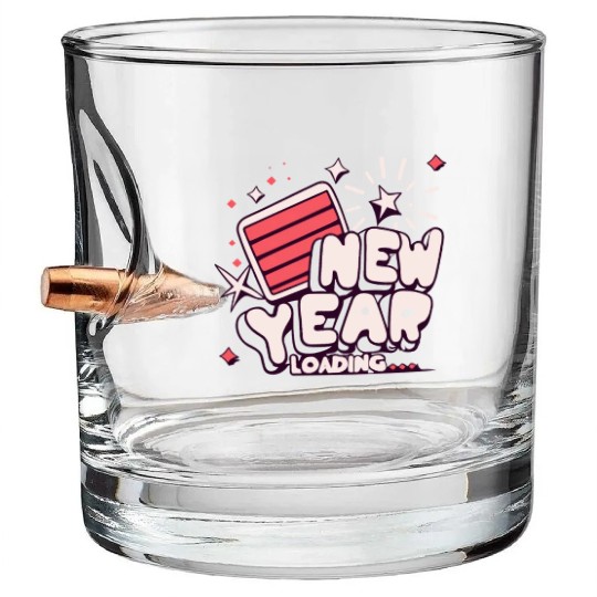 NYE New Year Loading Cheers To Festive New Year's Bullet Whiskey Glasses