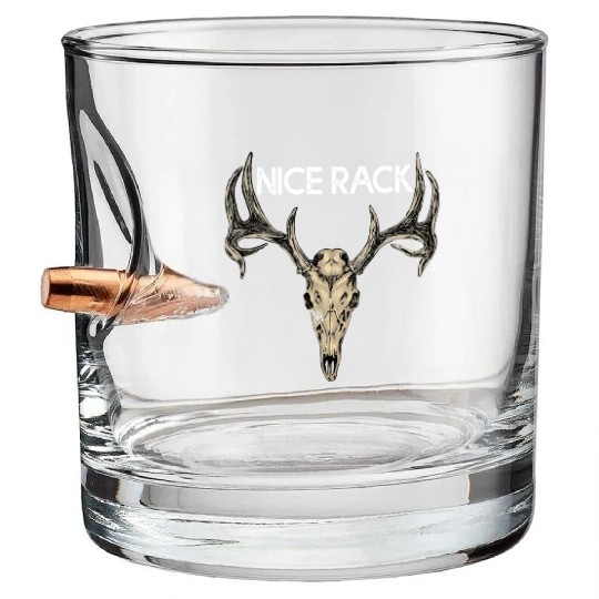 Nice Rack Funny Deer Hunting Big Buck Bullet Whiskey Glasses