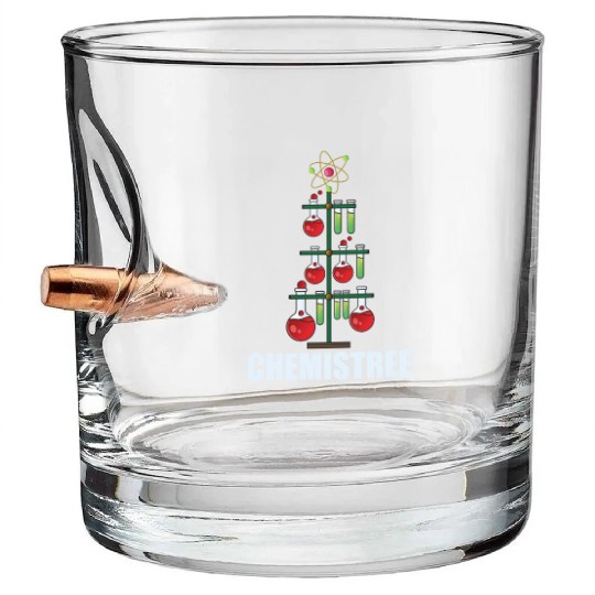 Oh Chemistree Christmas Chemistry Science teacher Bullet Whiskey Glasses