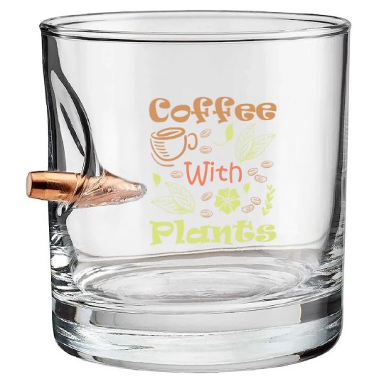 Cofee with green plants Bullet Whiskey Glasses
