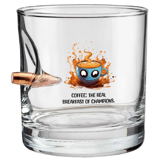 Coffee The Real Breakfast Of Champions Bullet Whiskey Glasses