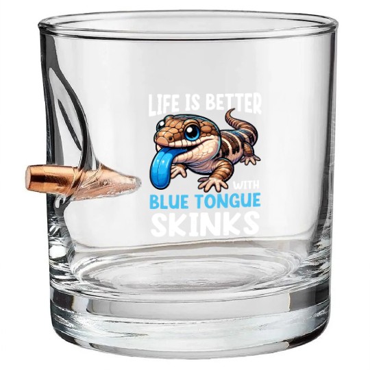 Lizard Collector Reptile Lover Blue Tongue Skink Bullet Whiskey Glasses