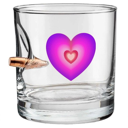 Purple Heart Beating Bullet Whiskey Glasses