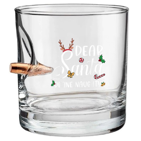 Dear Santa Define Naughty Christmas Reindeer Famil Bullet Whiskey Glasses