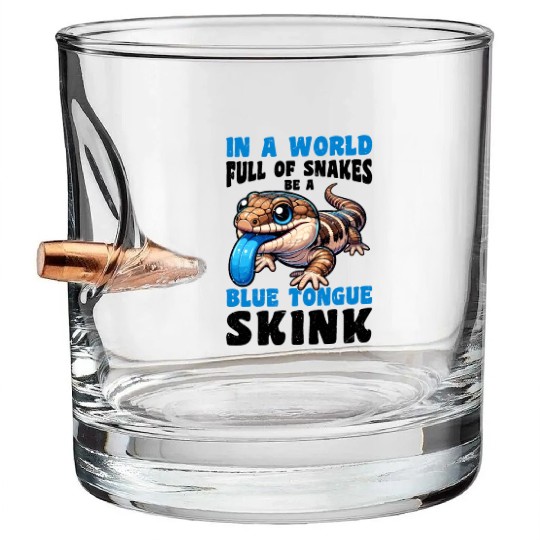 Lizard Collector Reptile Lover Blue Tongue Skink Bullet Whiskey Glasses