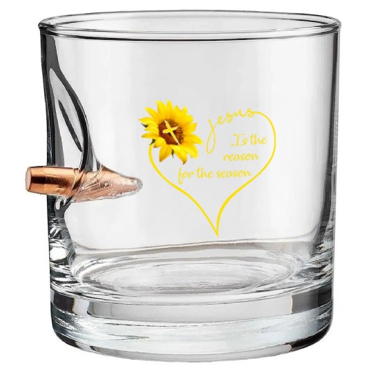 Sunflower Jesus Is The Reason For The Season Bullet Whiskey Glasses