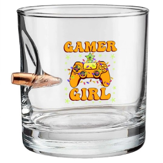 Gamer Girl Christmas Gamer Video Game X-Mas Bullet Whiskey Glasses