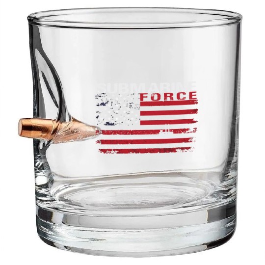 Submarine Force Usa Flag White Stars Bullet Whiskey Glasses