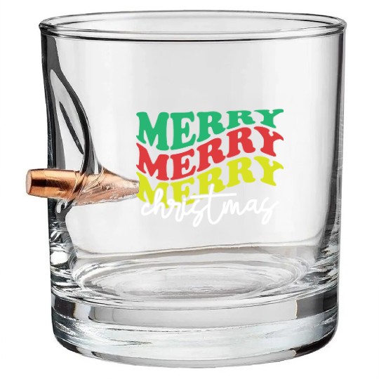 Merry merry merry Christmas, Xmas Design Bullet Whiskey Glasses
