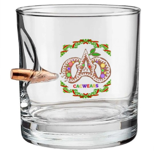 Christmas Bakery Gingerbread Cookie Pastry Logo Bullet Whiskey Glasses