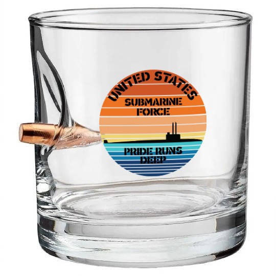 Sunset Us Submarine Force Pride Runs Deep Bullet Whiskey Glasses