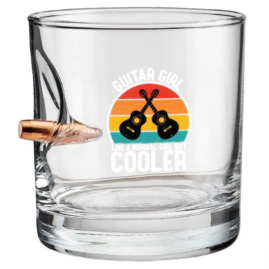 Guitar Girl like a normal Girl but cooler Bullet Whiskey Glasses