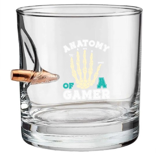 Anatomy of a Gamer Gaming Hand Video Game Bullet Whiskey Glasses