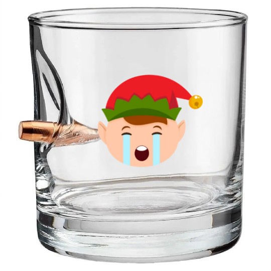 Elf Emoticons Crying Out Loud Funny Christmas Elfc Bullet Whiskey Glasses