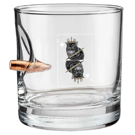 Cat Spades King Playing Card Cat Daddy Cat Mom Bullet Whiskey Glasses