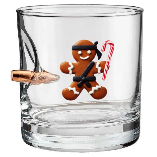 Funny Ninja Gingerbread Man Cookie Candy Cane Bullet Whiskey Glasses