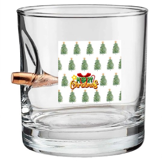 Green Christmas Tree Pattern Bullet Whiskey Glasses