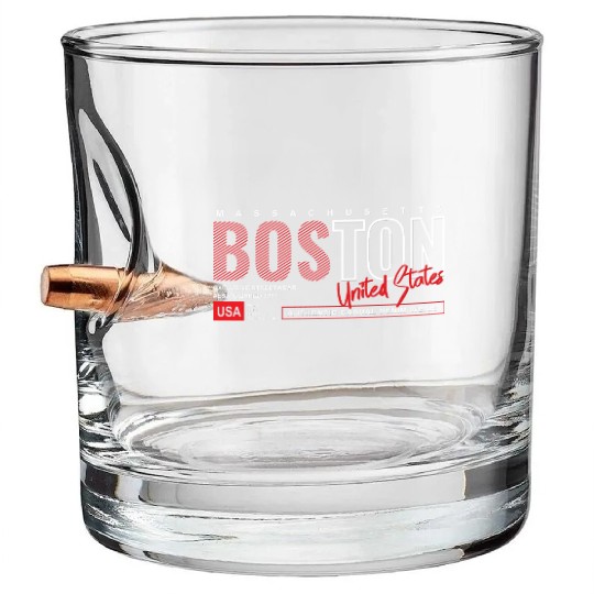 Boston Massachusetts Authentic Casual Denim Wear Bullet Whiskey Glasses