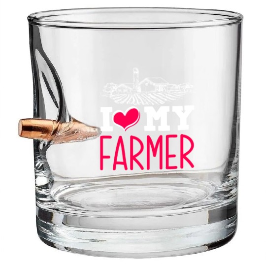 I Love My Farmer Husband Funny Farmer Wife Gift Bullet Whiskey Glasses