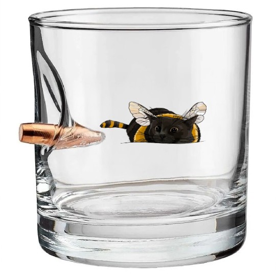 Fuzzy Little Bumblebee Kitty Bullet Whiskey Glasses