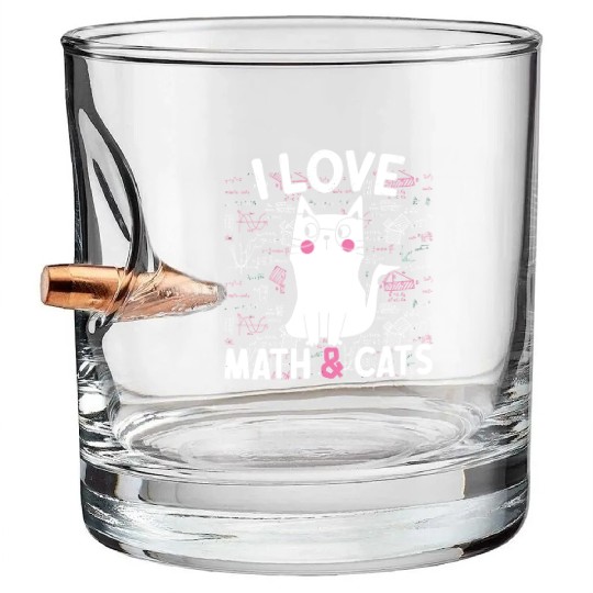I Love Math and Cats Feline Lover Bullet Whiskey Glasses