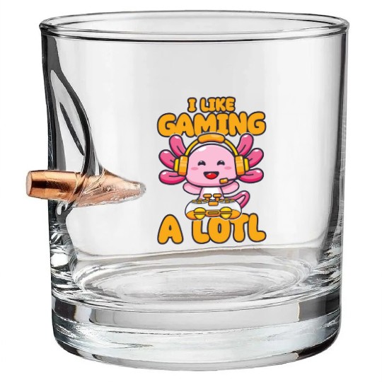 Gaming, Axolotl, Gaming, Video Game, Unicorn Gamer Bullet Whiskey Glasses