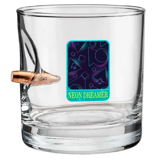 Geometric Bullet Whiskey Glasses, Neon Dreamer Bullet Whiskey Glasses, Gift For Math