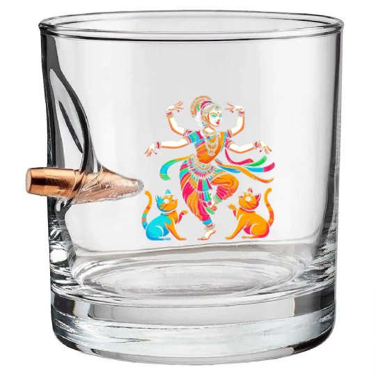 Indian Dance Bharatanatyam Cat Bullet Whiskey Glasses