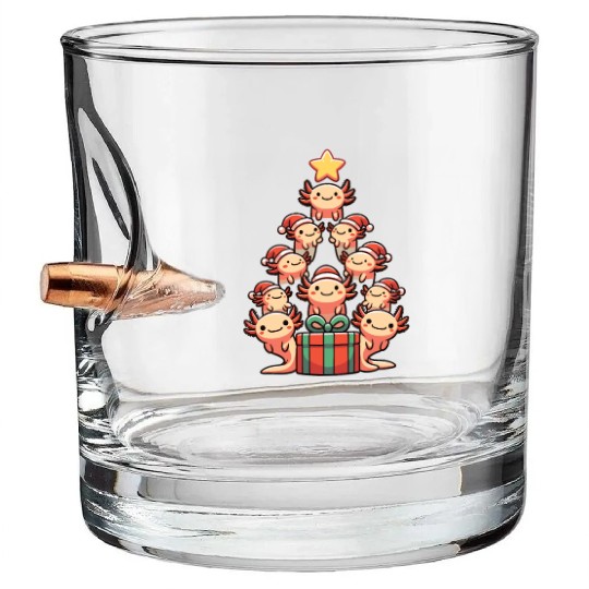 Axolotl Christmas Tree Merry Christmas Bullet Whiskey Glasses