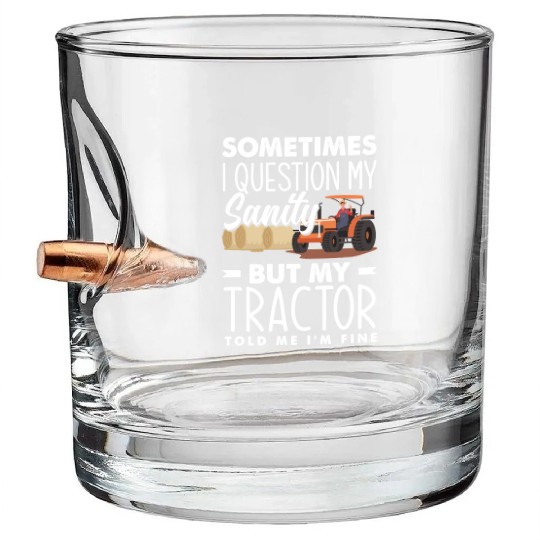 Farming Tractor Farmer Funny Farmer Gift Bullet Whiskey Glasses