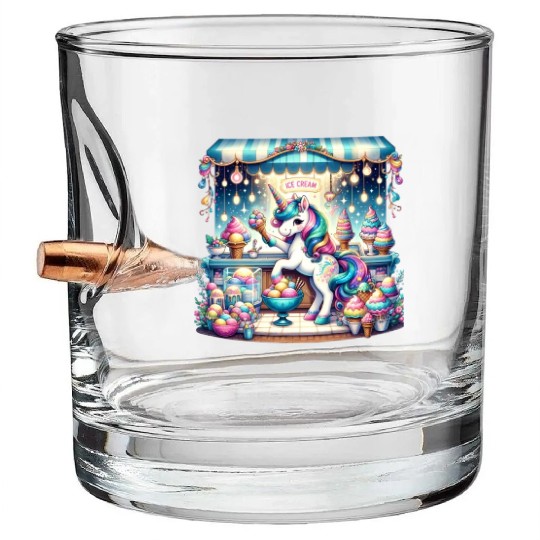 Unicorn Ice Cream Vendor Bullet Whiskey Glasses