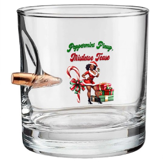 Peppermint Pinup, Mistletoe Tease Bullet Whiskey Glasses