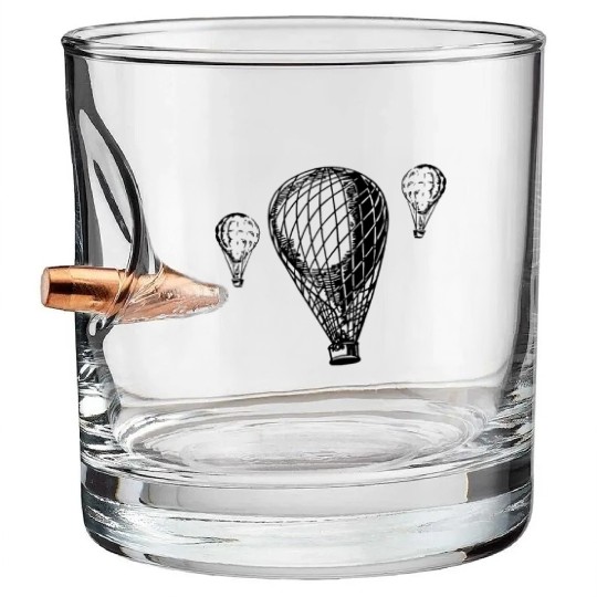 Vintage Hot Air Balloons Bullet Whiskey Glasses - Retro Flying