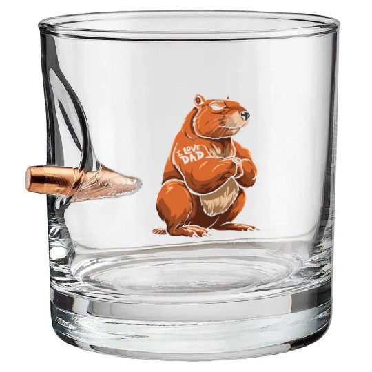 Capybara I Love Dad Bullet Whiskey Glasses