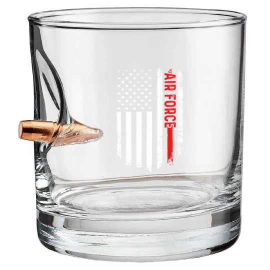 US Flag Airplane Patriotic American Pilot Bullet Whiskey Glasses