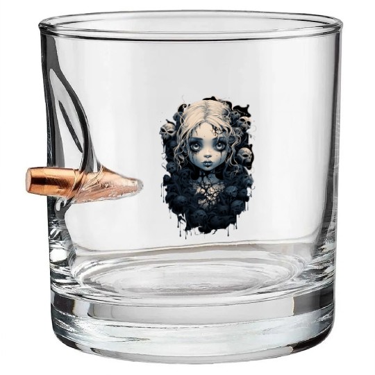 Gothic Girl Halloween Fantasy Dark Bullet Whiskey Glasses