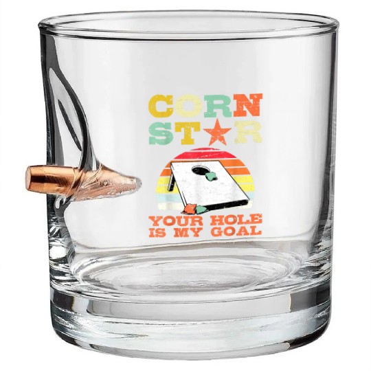 Corn Star Your Hole is My Goal Vintage Cornhole Bullet Whiskey Glasses
