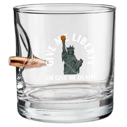 Halloween Bullet Whiskey Glasses, Give Me Liberty Or Give Me Death