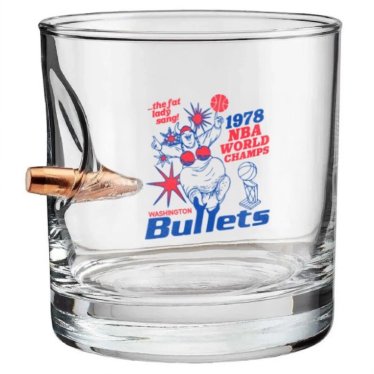Defunct Washington Bullets 1978 World Champs Bullet Whiskey Glasses