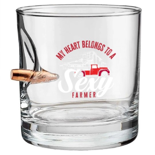 My Heart Belongs To A Sexy Farmer Fun Farmer Gift Bullet Whiskey Glasses