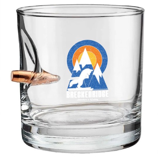 Retro Breckenridge Ski White Fox Bullet Whiskey Glasses