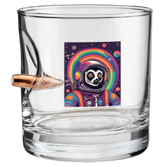 Psychedelic Lemur Astronaut Bullet Whiskey Glasses