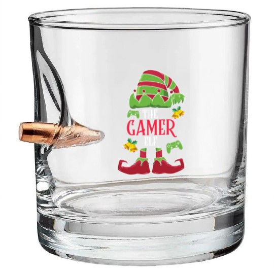 Christmas Gamer The Gamer Elf Video Player Bullet Whiskey Glasses